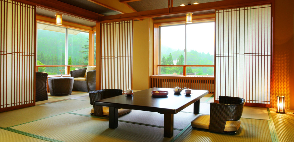With cypress bath (overlooking a mountain stream)